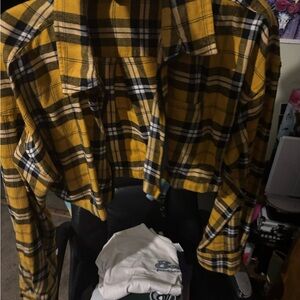 Forever 21 Yellow Plaid Button Down Shirt